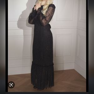 NWT Vampire's Wife x H&M long sleeved floor length black lace dress in medium.
